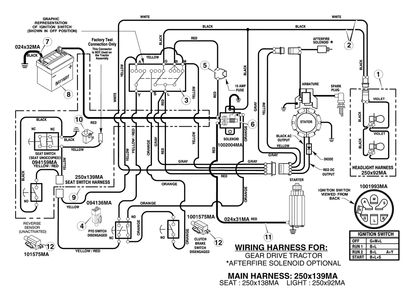 Electrical System Diagram and Parts List for 7800295-405012X108 2008 Briggs and Stratton Lawn Tractor